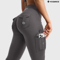 🔥Hot Sale Promotion 49% OFF🎁2025 Women Workout Flare Leggings with Pockets Hidden Scrunch High Waisted Cargo Gym Yoga No Front Seam Leggings