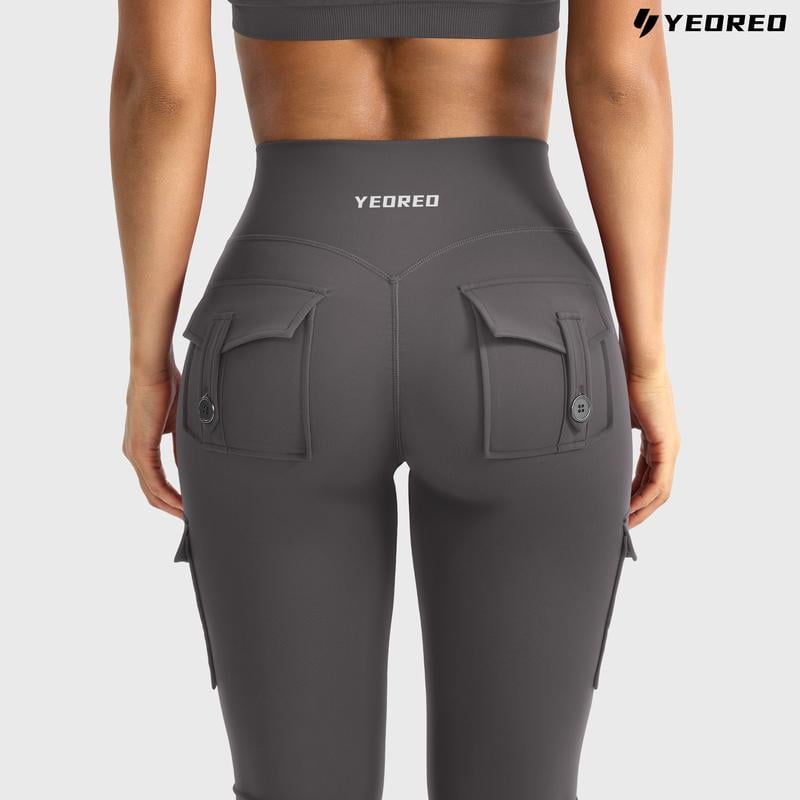 🔥Hot Sale Promotion 49% OFF🎁2025 Women Workout Flare Leggings with Pockets Hidden Scrunch High Waisted Cargo Gym Yoga No Front Seam Leggings