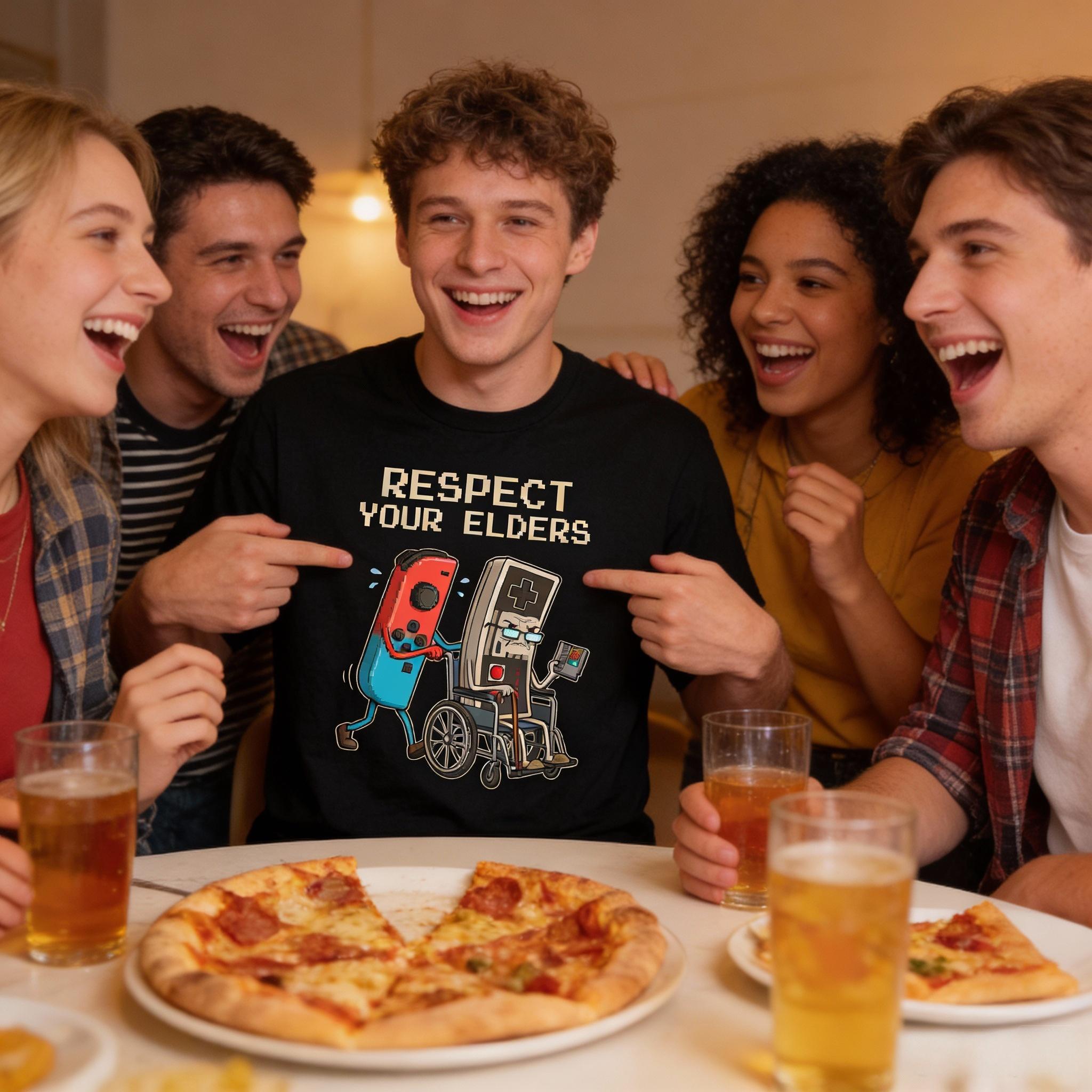 "Respect Your Elders" Retro Gaming T-Shirt